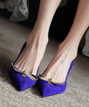 2025 Splicing Stiletto High Heels Purple Sheepskin Pointed Toe