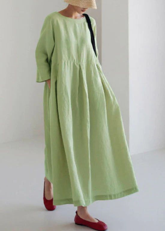 Apricot-Print4 Cotton Dresses Pockets Patchwork Spring