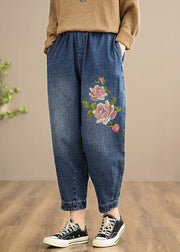 Handgefertigte Frühlings-Freizeithose Oversize Denim Blue Photography Hose mit elastischer Taille