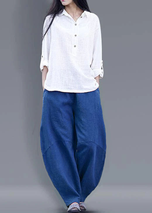 Beautiful harem pants cotton Boho Work Outfits Blue long pants