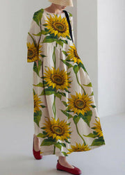 Flower print20 Cotton Dresses Pockets Patchwork Spring