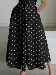 2022 Black-small dots Peter Pan Collar Pockets Cotton Dress Long Sleeve