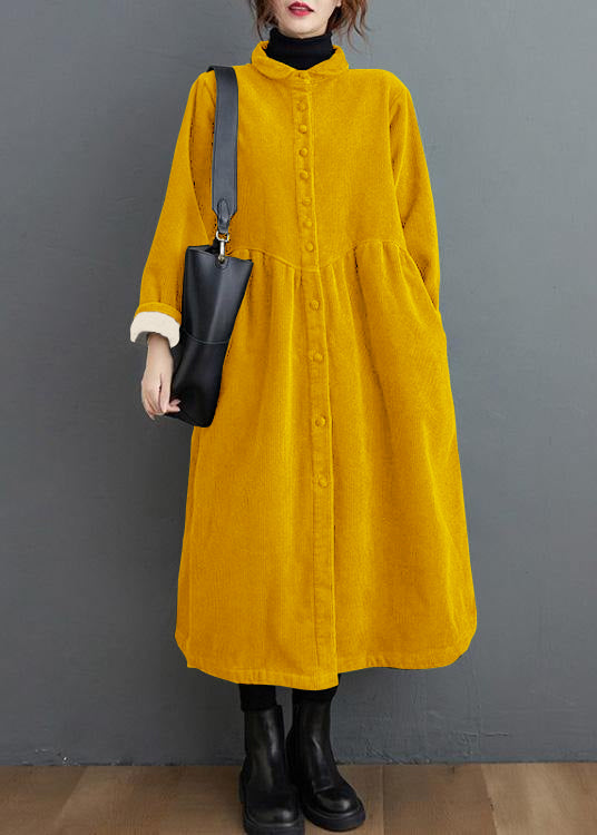 French yellow  corduroy coats Inspiration thick Cinched women coats ( Limited Stock)