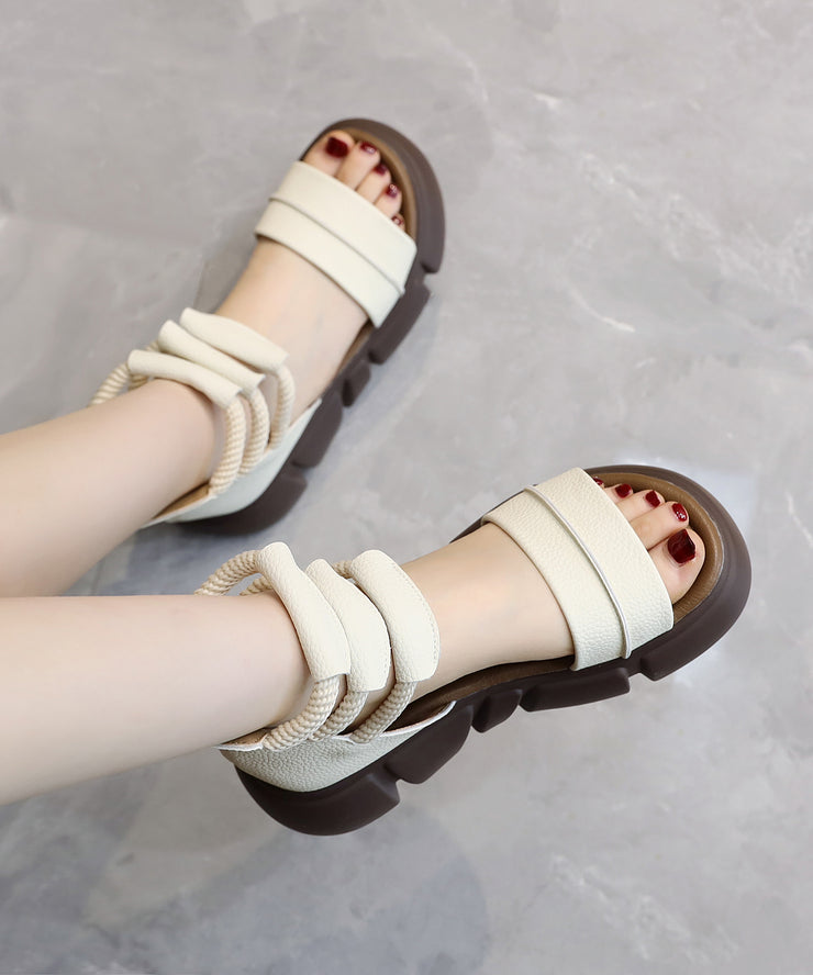 2024 Brown Open Toe Platform Sole Casual Roman Cool Boots