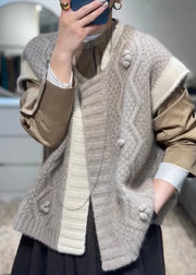 2024 New Apricot Grey Versatile Wool Vest Autumn