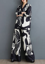 2024 New Black Fashion Print Two Piece Set For Autumn