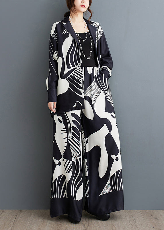 2024 New Black Fashion Print Two Piece Set For Autumn