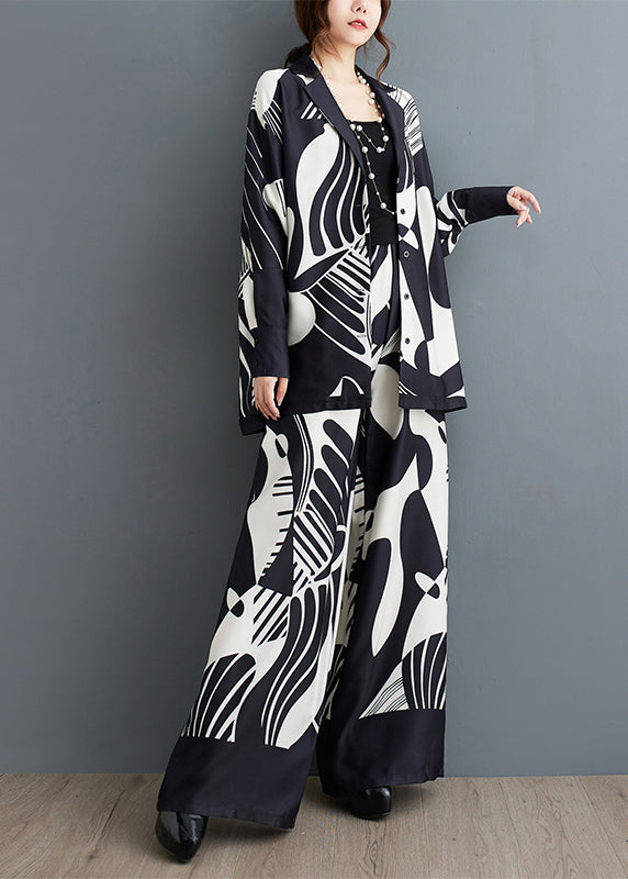 2025 New Black Fashion Print Two Piece Set For Autumn