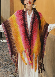 2025 New Bohemian Rainbow Tassel Cozy Warm Shawl