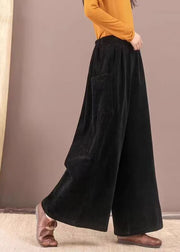 2025 New Brown Pockets Corduroy Warm Fleece Wide Leg Pants Winter