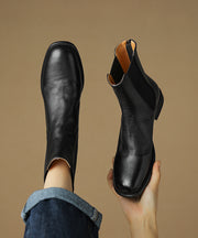 2024 New Chunky Boots Black Cowhide Leather