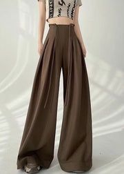 2025 New Coffee High Waist Wrinkled Wide Leg Pants Spring