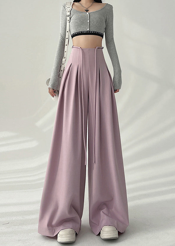 2025 New Coffee High Waist Wrinkled Wide Leg Pants Spring