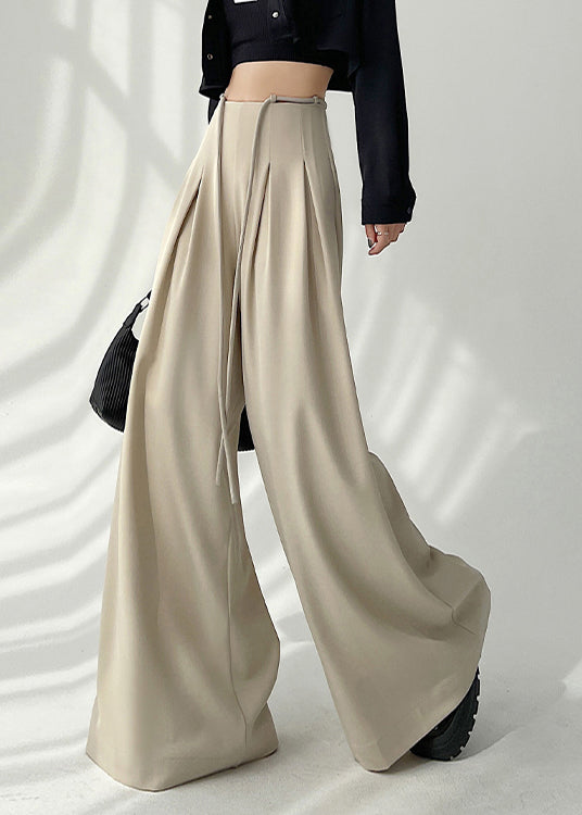 2025 New Coffee High Waist Wrinkled Wide Leg Pants Spring