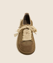 2025 New Comfortable Camel Lace Up Flats Shoes