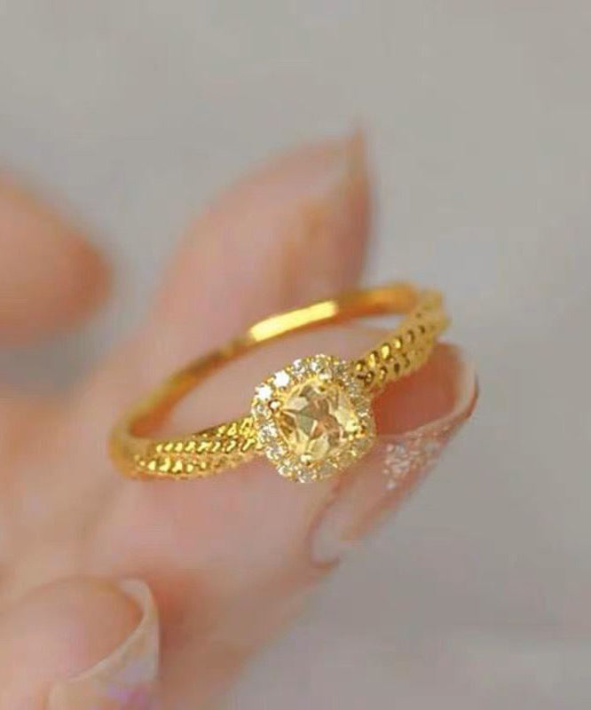 2025 New Gold Overgild Zircon Crystal Rings