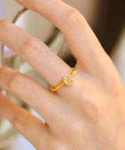 2025 New Gold Overgild Zircon Crystal Rings