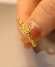 2025 New Gold Overgild Zircon Crystal Rings