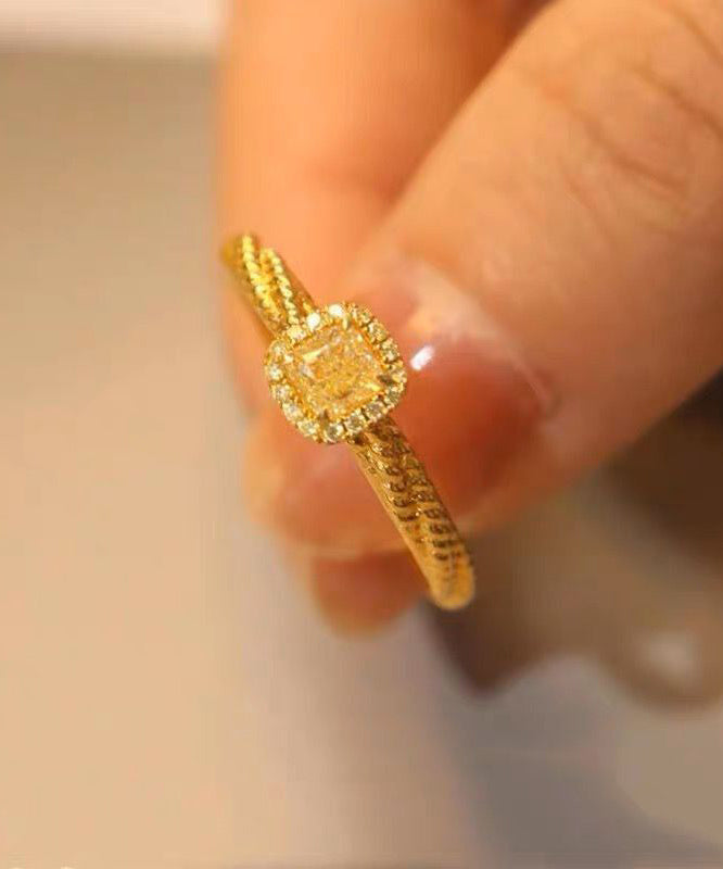 2024 New Gold Overgild Zircon Crystal Rings