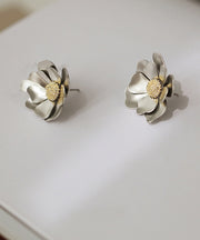 2024 New Gold Sterling Silver Overgild Floral Stud Earrings