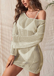 2024 New Hollow Open Back Beach Knitted Cover Up Long Sleeve
