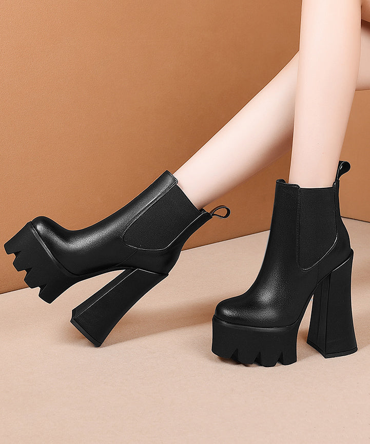 2024 New Khaki Splicing Platform High Heel Boots