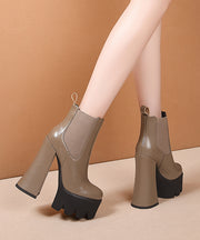 2024 New Khaki Splicing Platform High Heel Boots