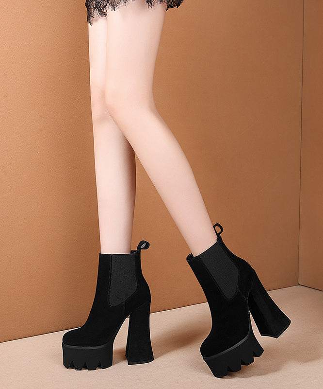 2025 New Khaki Splicing Platform High Heel Boots