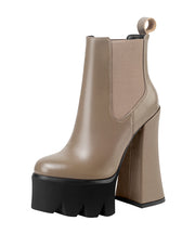 2025 New Khaki Splicing Platform High Heel Boots