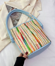 2024 New Minimalist Pink Striped Weaving Satchel Bag Handbag