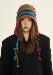 2024 New Style Red Blue Rdge Curl Warm Knitted Boonie Hat