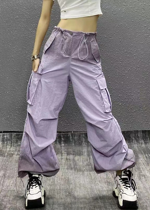 2024 New White Gradient Drawstring Thin Beam Pants Summer