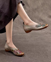 2024 Spring New Boho Embossed Cowhide Flats Shoes