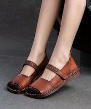 2024 Spring New Retro Cowhide Flat Shoes Buckle Strap