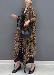 2025 Summer Leopard Cardigan Asymmetrical Design Long Sleeve