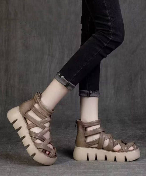 2025 Summer New Black Hollow Out Roman Sandals