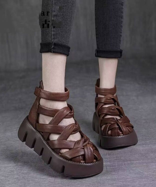 2025 Summer New Black Hollow Out Roman Sandals