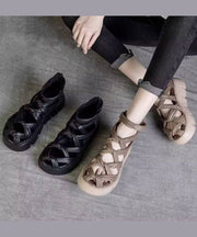 2025 Summer New Black Hollow Out Roman Sandals