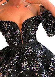 2024 Summer New European And American Sequins Black Dress