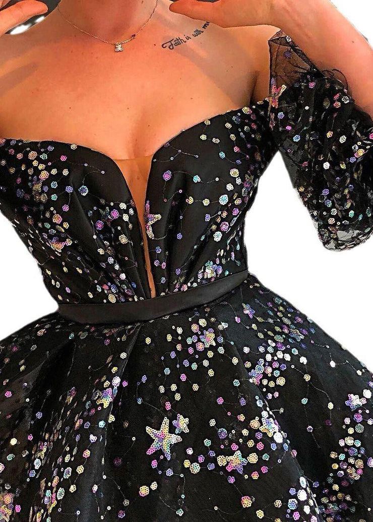 2025 Summer New European And American Sequins Black Dress