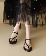 2025 Summer New French Toe Set Black Slide Sandals