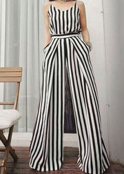 2025 Summer New Thin Black White Striped Wide Leg Pants