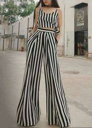 2025 Summer New Thin Black White Striped Wide Leg Pants