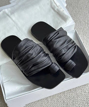 2024 Summer New White Toe Flat Wrinkled Slippers