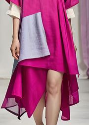 Chic Asymmetrical Patchwork Plus Size Cotton Dress Summer