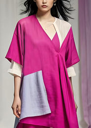 Chic Asymmetrical Patchwork Plus Size Cotton Dress Summer