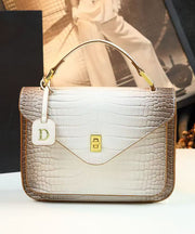 2025 New Beige Embossed Durable Calf Leather Tote Handbag