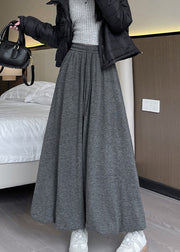 2025 New Dark Grey High Waist Knit A Line Skirts Spring