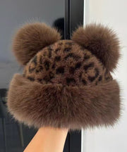 2025 New Leopard Print Thickened Warm Fuzzy Fur Hat