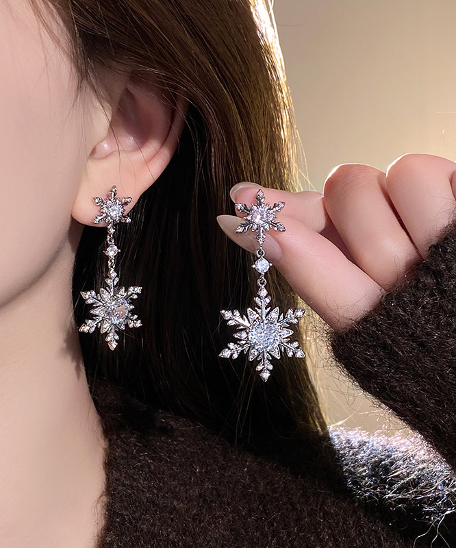 2025 Silk Stainless Steel Alloy Zircon Snow Drop Earrings